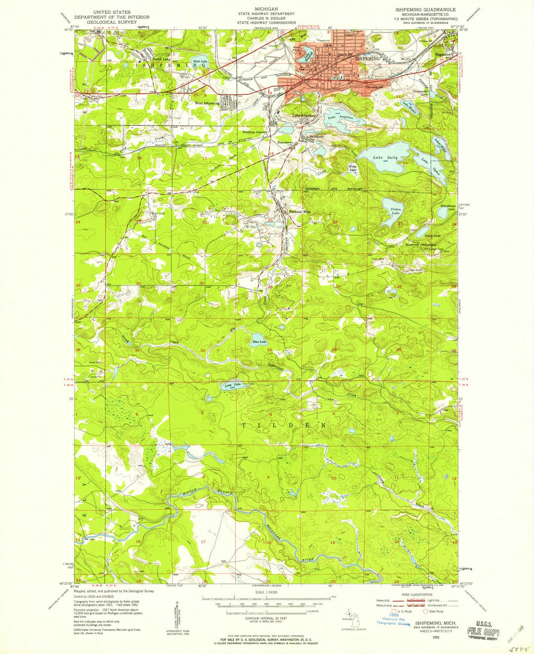 1952 Ishpeming, MI - Michigan - USGS Topographic Map