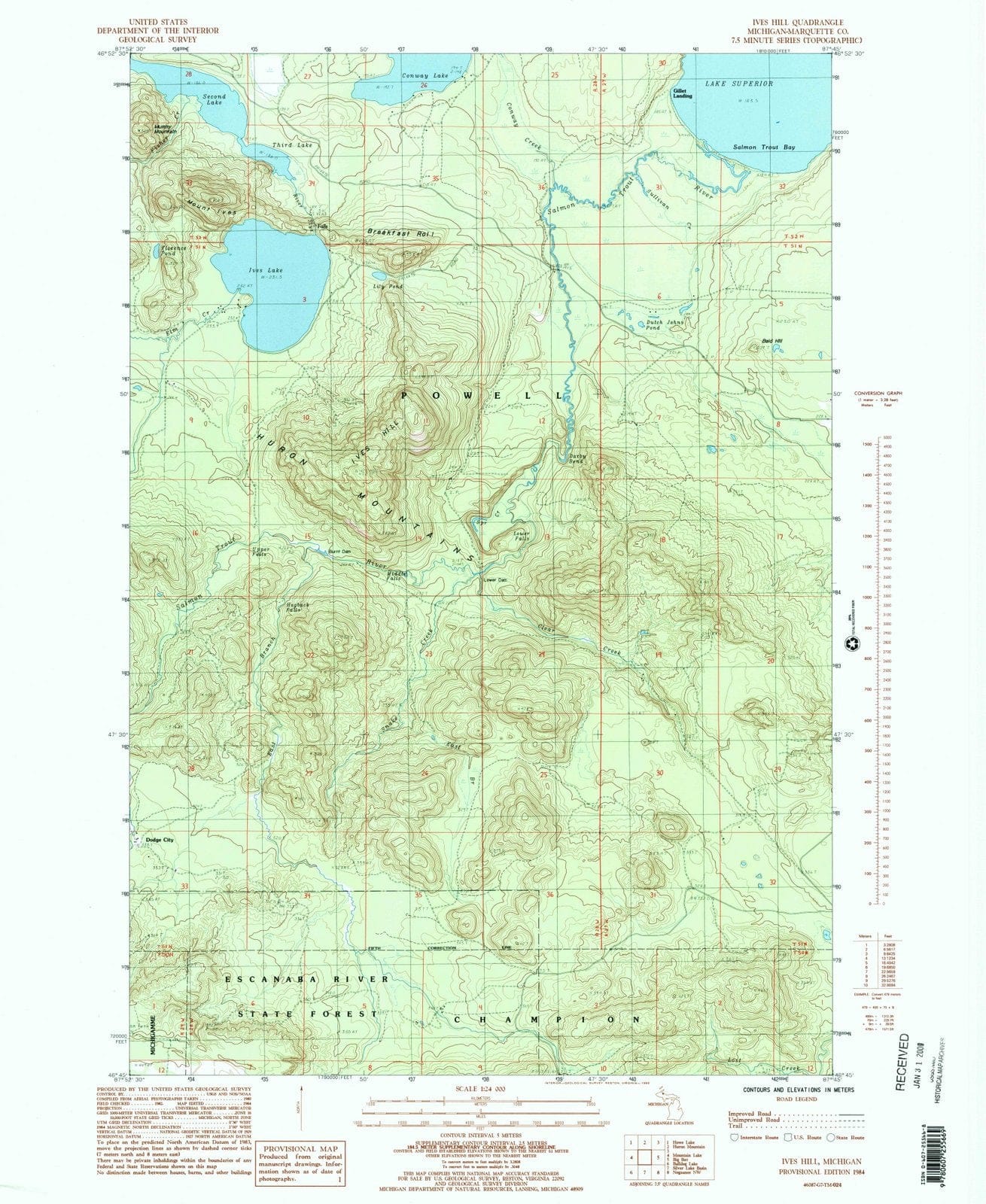 1984 Ives Hill, MI - Michigan - USGS Topographic Map