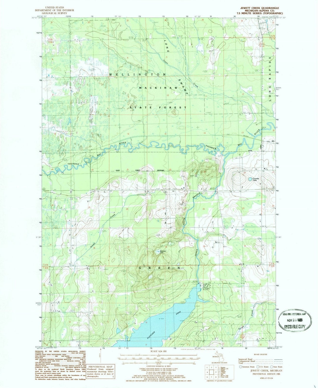 1986 Jewett Creek, MI - Michigan - USGS Topographic Map