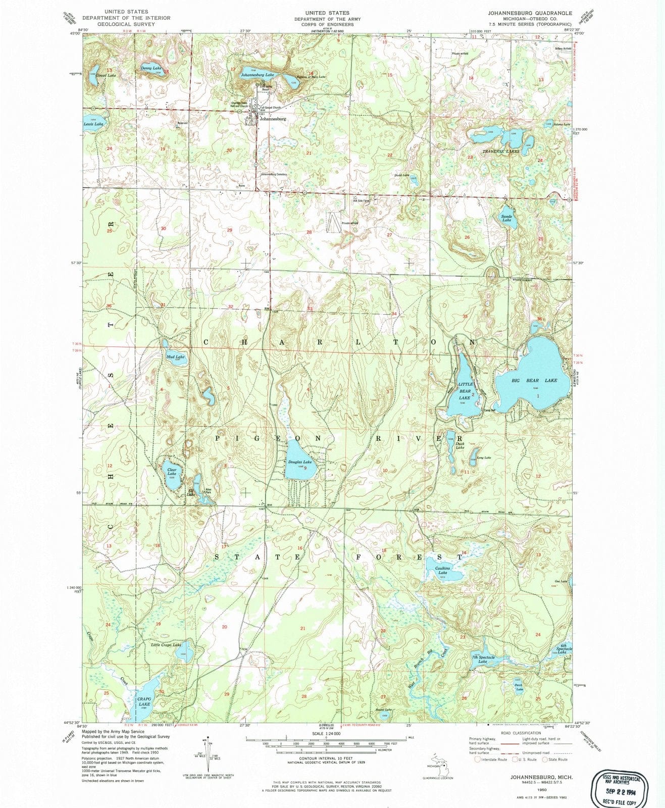 1950 Johannesburg, MI - Michigan - USGS Topographic Map