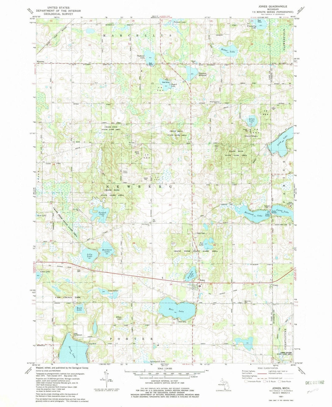 1981 Jones, MI - Michigan - USGS Topographic Map