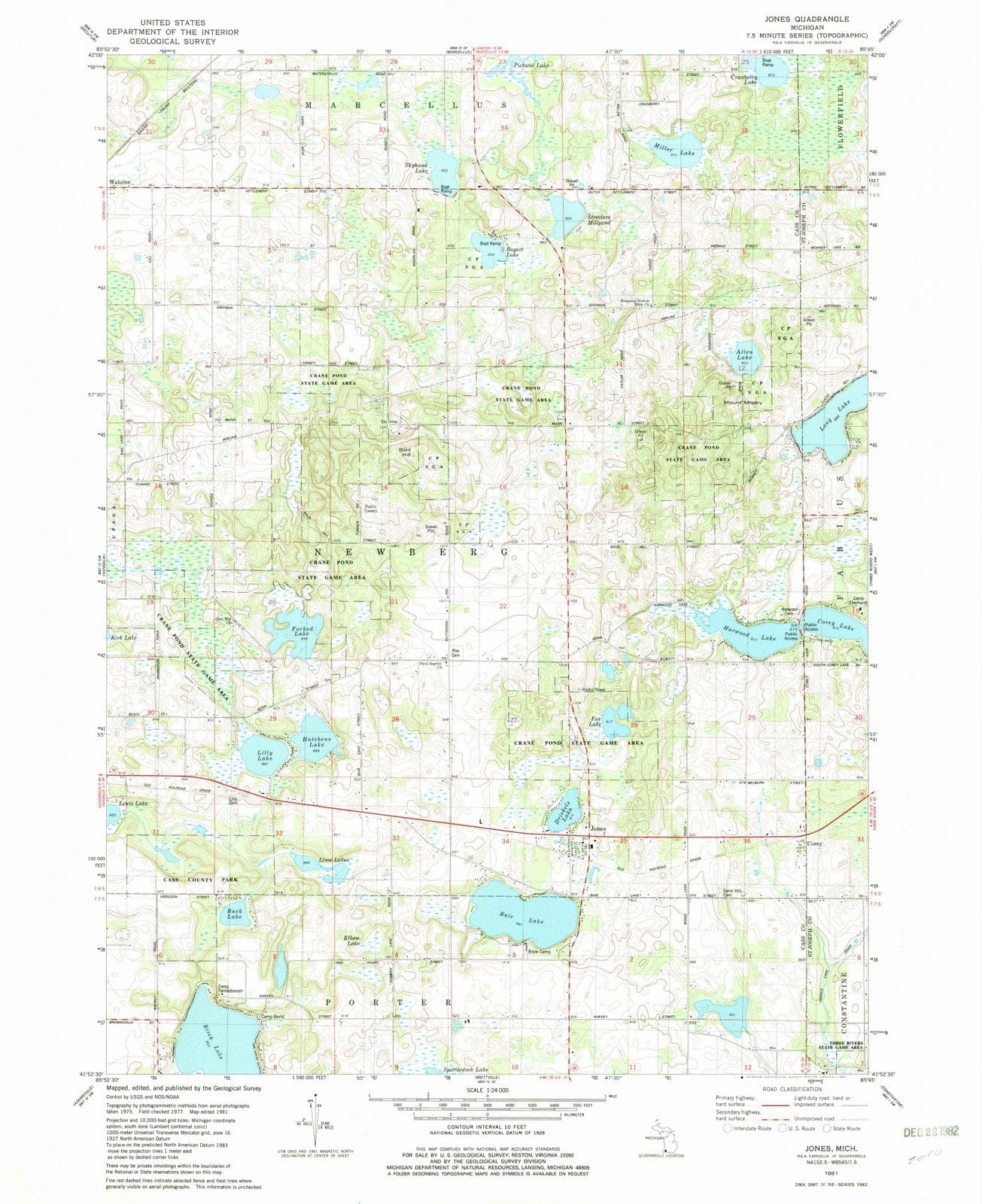 1981 Jones, MI - Michigan - USGS Topographic Map