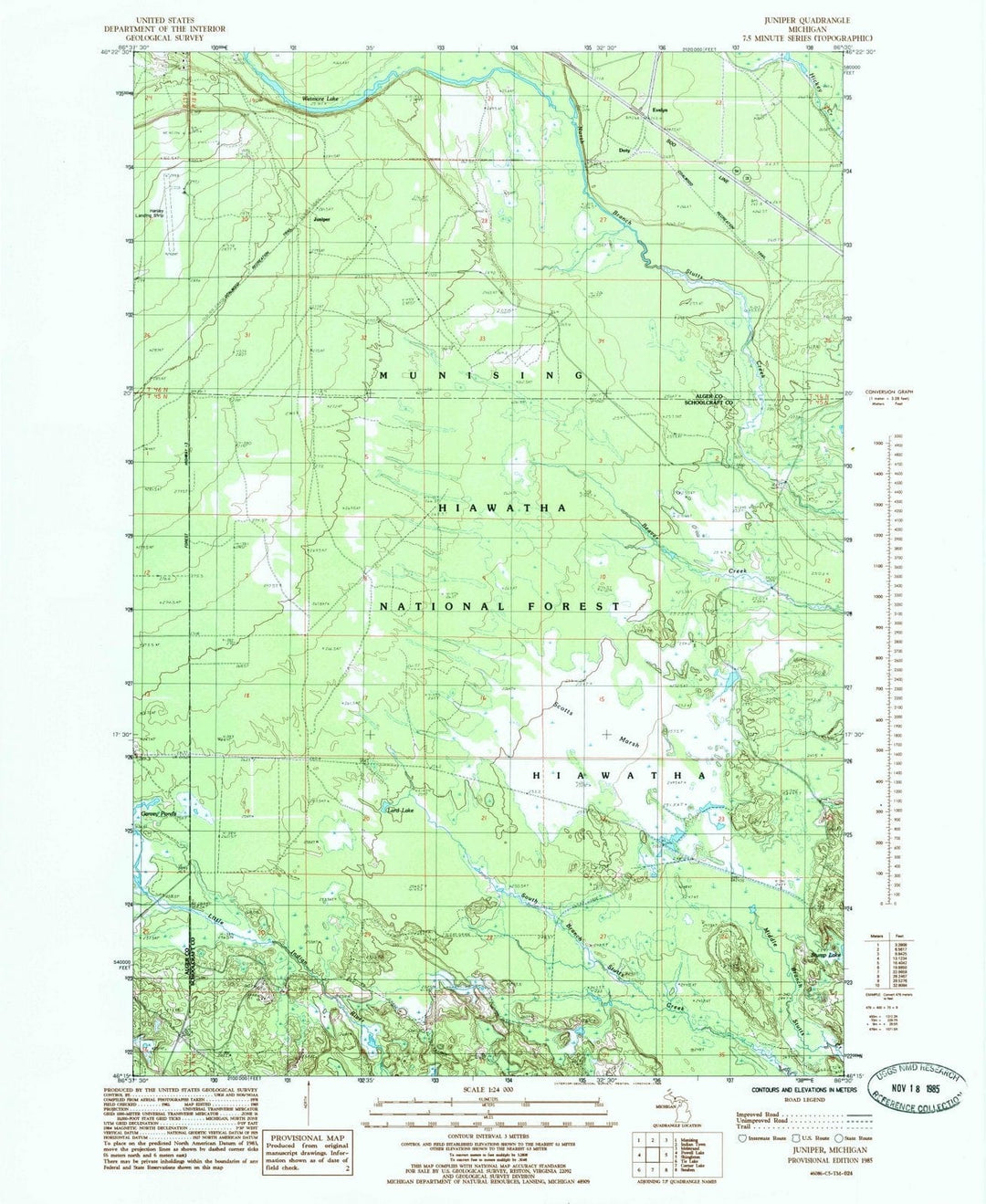 1985 Juniper, MI - Michigan - USGS Topographic Map