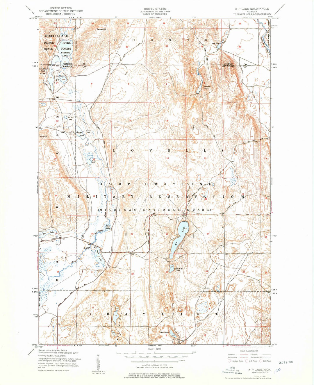 1951 K P Lake, MI - Michigan - USGS Topographic Map