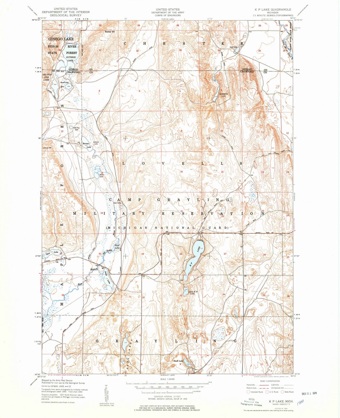 1951 K P Lake, MI - Michigan - USGS Topographic Map