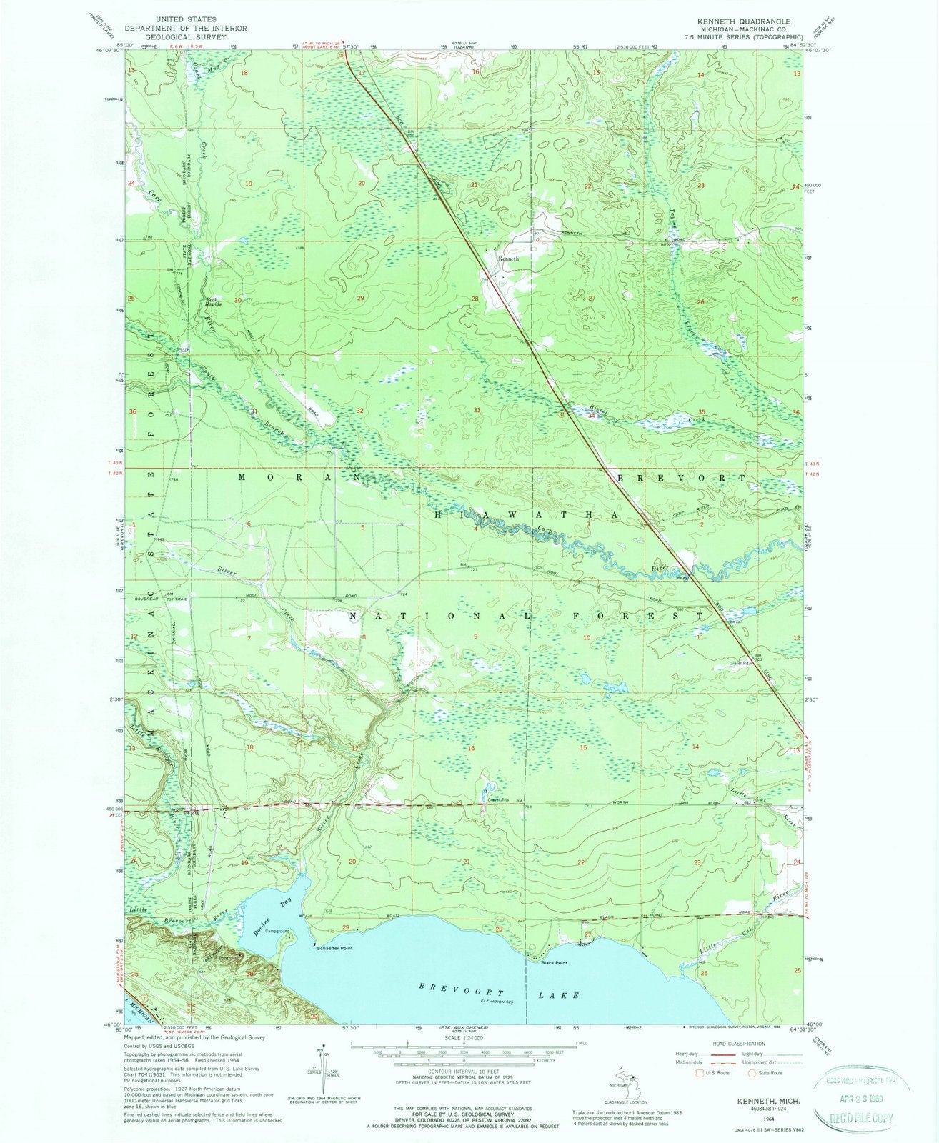 1964 Kenneth, MI - Michigan - USGS Topographic Map