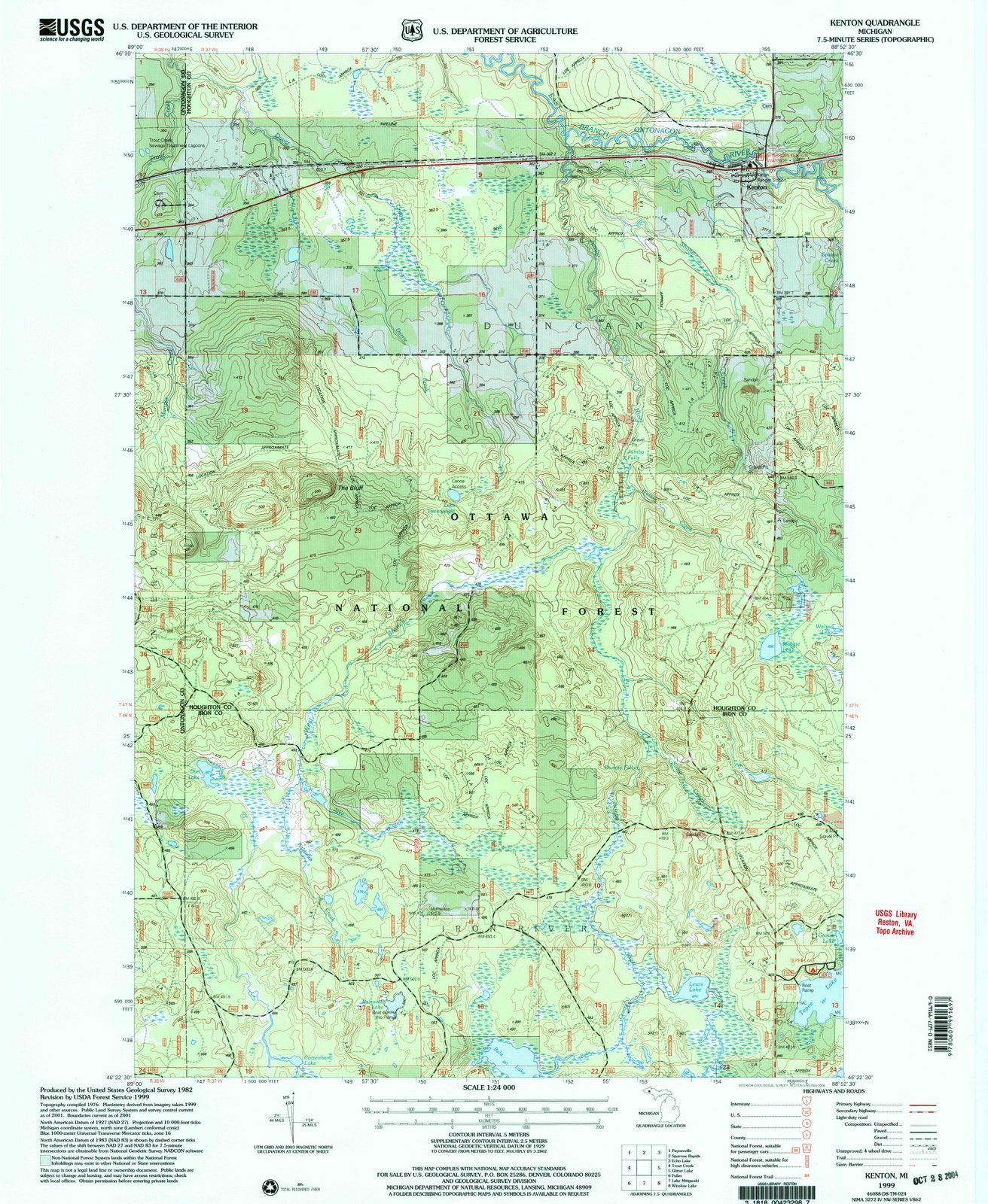 1999 Kenton, MI - Michigan - USGS Topographic Map