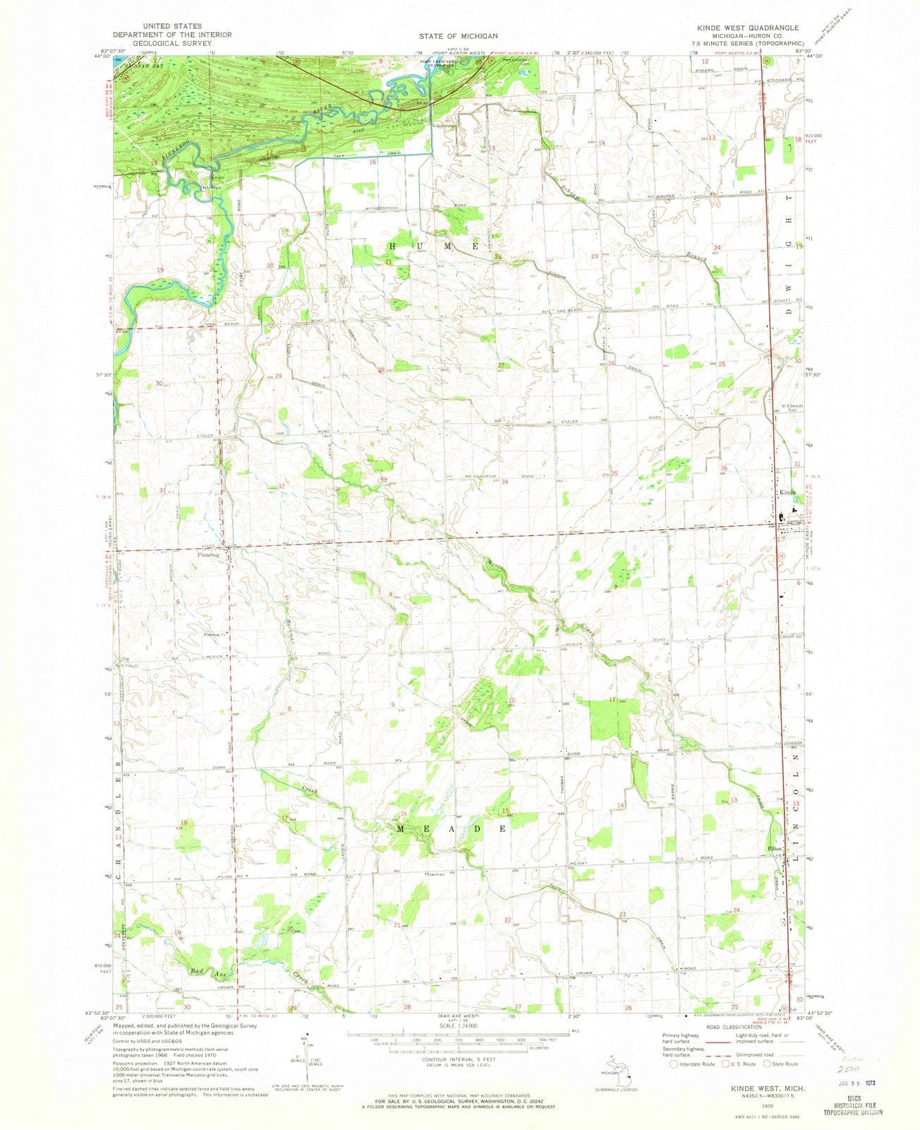 1970 Kinde West, MI - Michigan - USGS Topographic Map