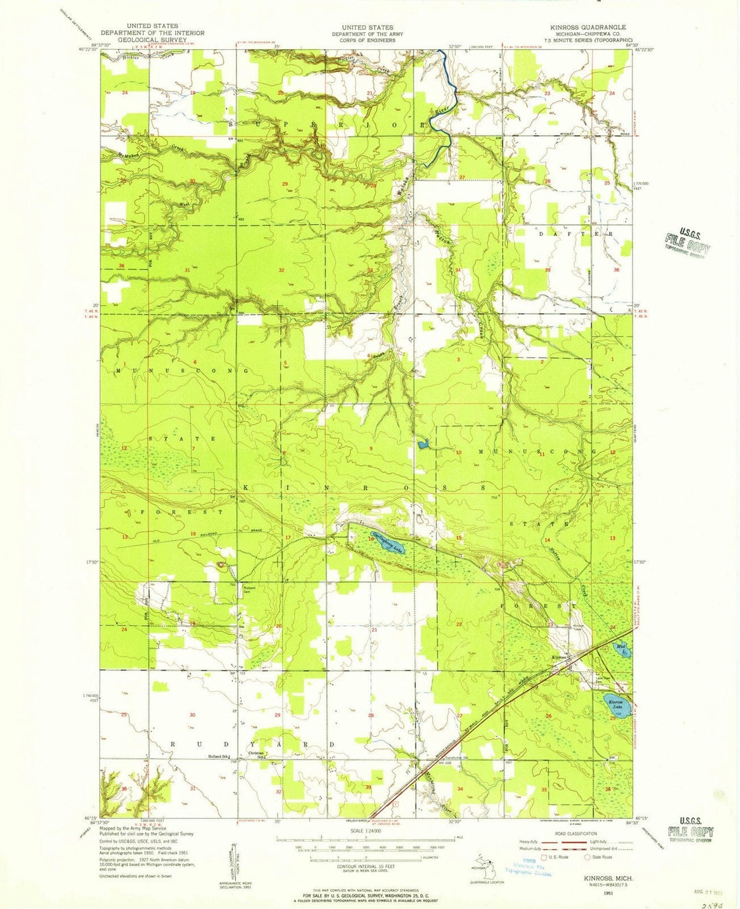 1951 Kinross, MI - Michigan - USGS Topographic Map