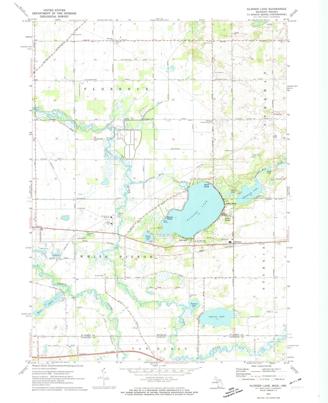 1972 Klinger Lake, MI - Michigan - USGS Topographic Map
