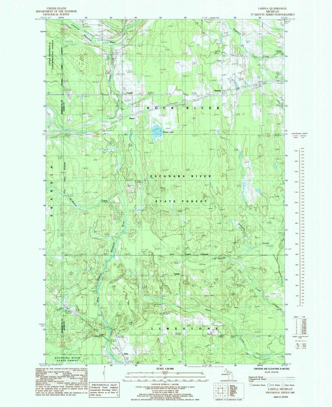 1985 Ladoga, MI - Michigan - USGS Topographic Map
