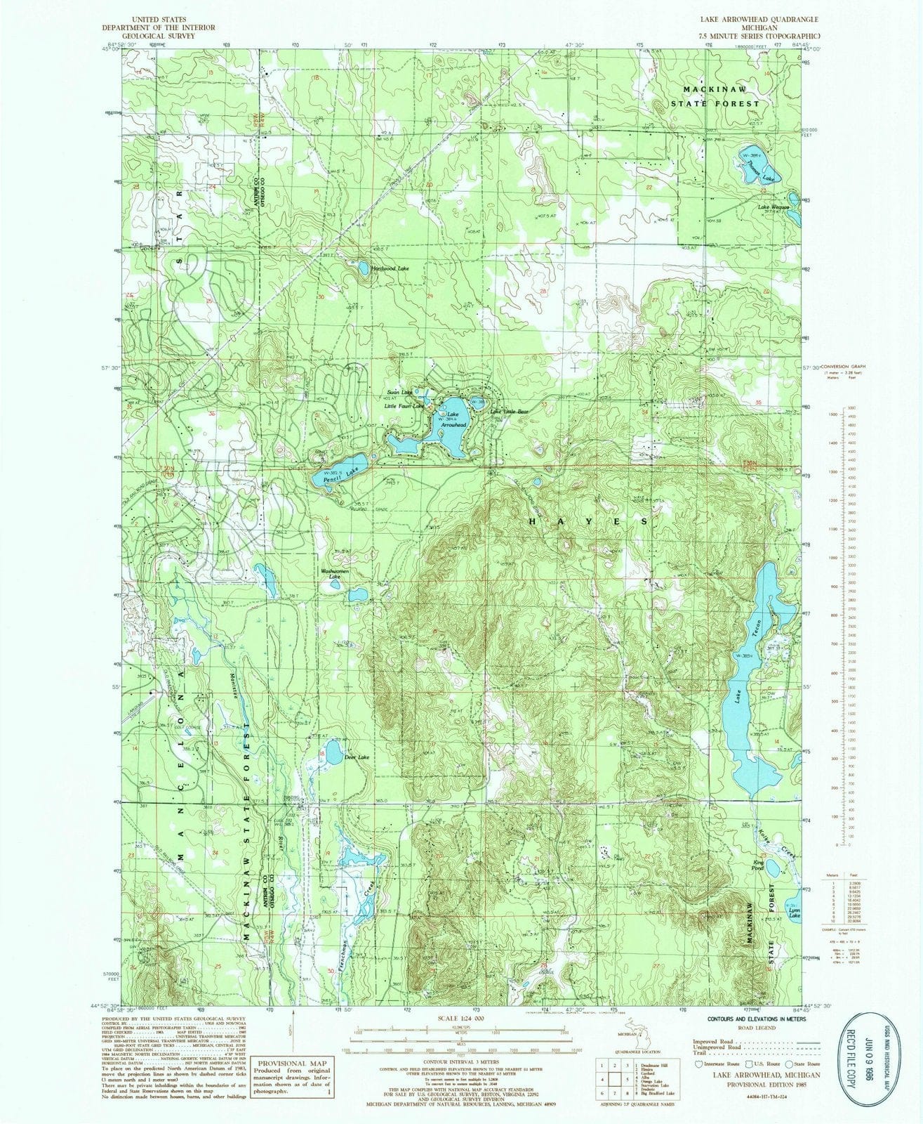1985 Lake Arrowhead, MI - Michigan - USGS Topographic Map