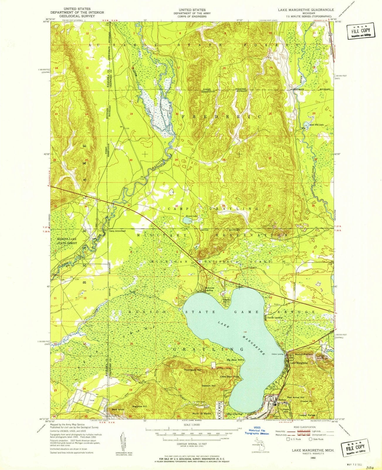 1950 Lake Margrethe, MI - Michigan - USGS Topographic Map