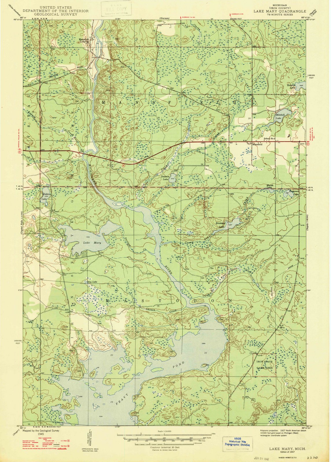 1947 Lake Mary, MI - Michigan - USGS Topographic Map