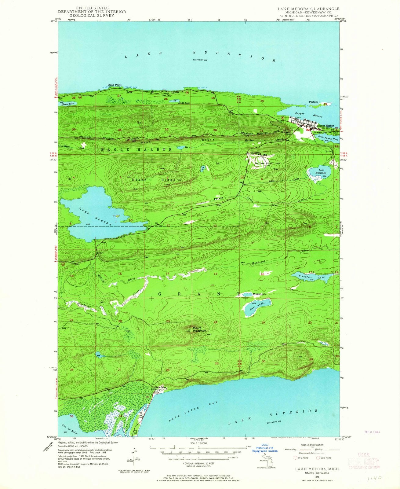 1948 Lake Medora, MI - Michigan - USGS Topographic Map