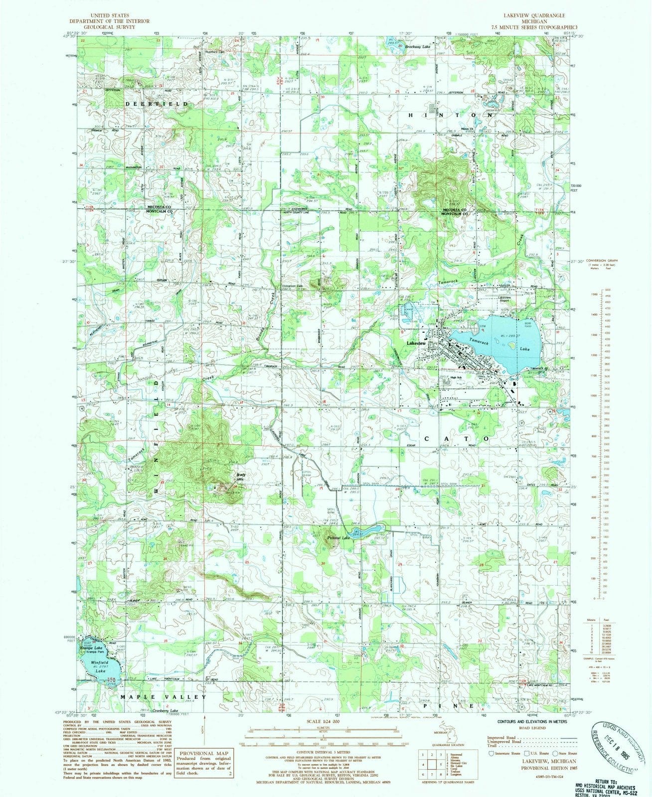 1985 Lakeview, MI - Michigan - USGS Topographic Map