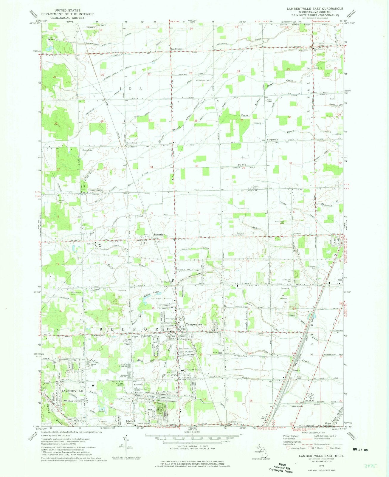 1972 Lambertville East, MI - Michigan - USGS Topographic Map