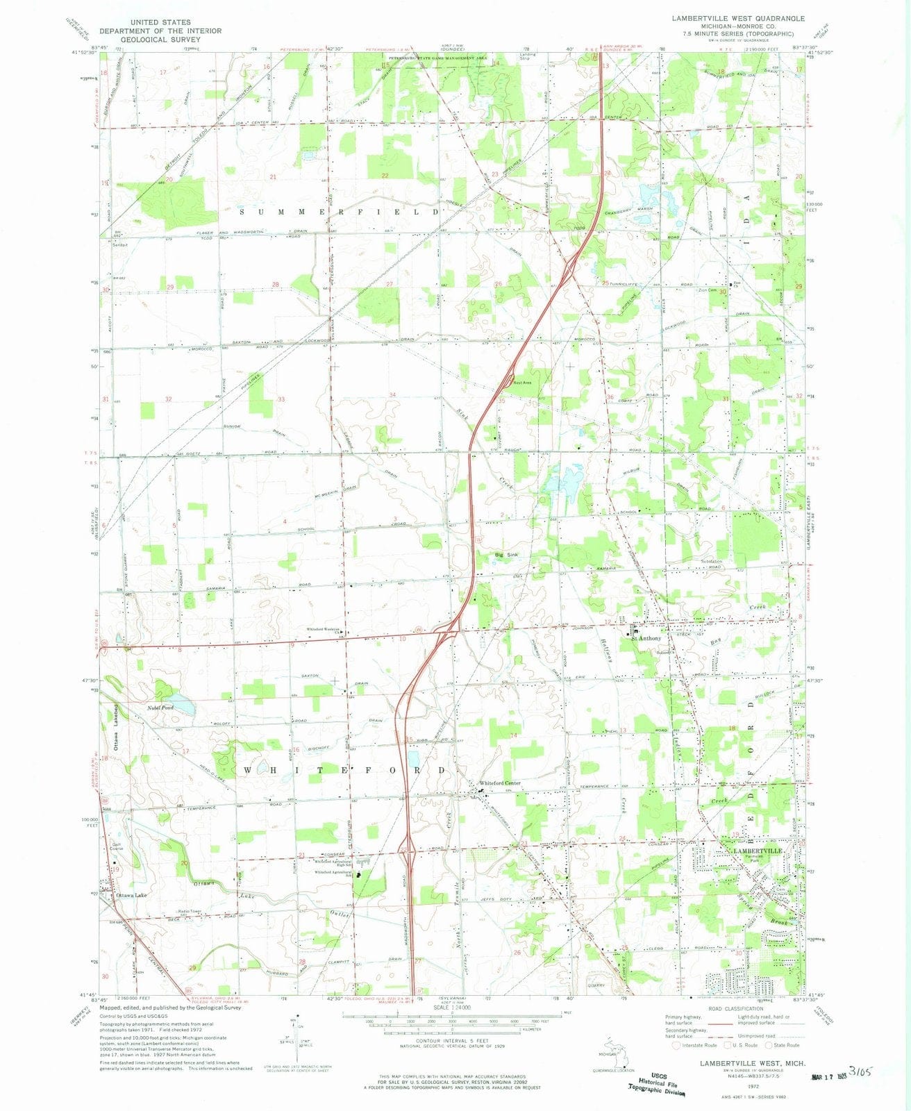 1972 Lambertville West, MI - Michigan - USGS Topographic Map