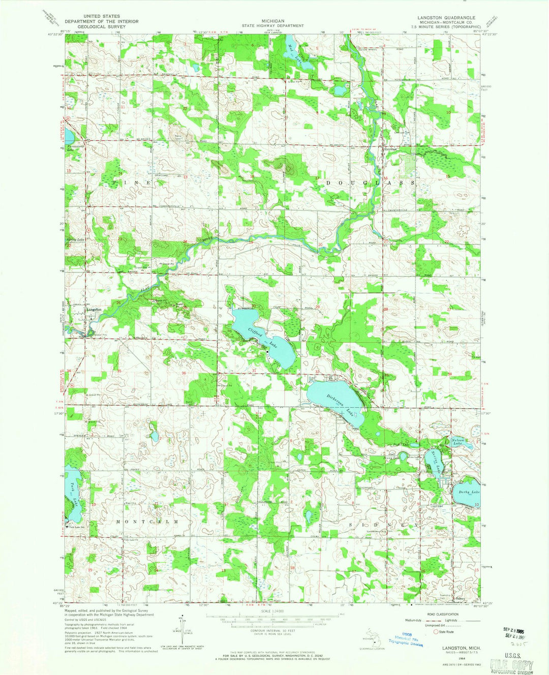 1964 Langston, MI - Michigan - USGS Topographic Map