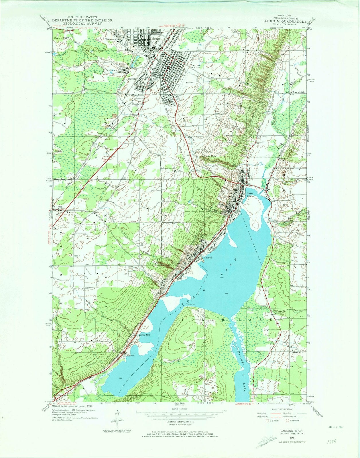 1946 Laurium, MI - Michigan - USGS Topographic Map