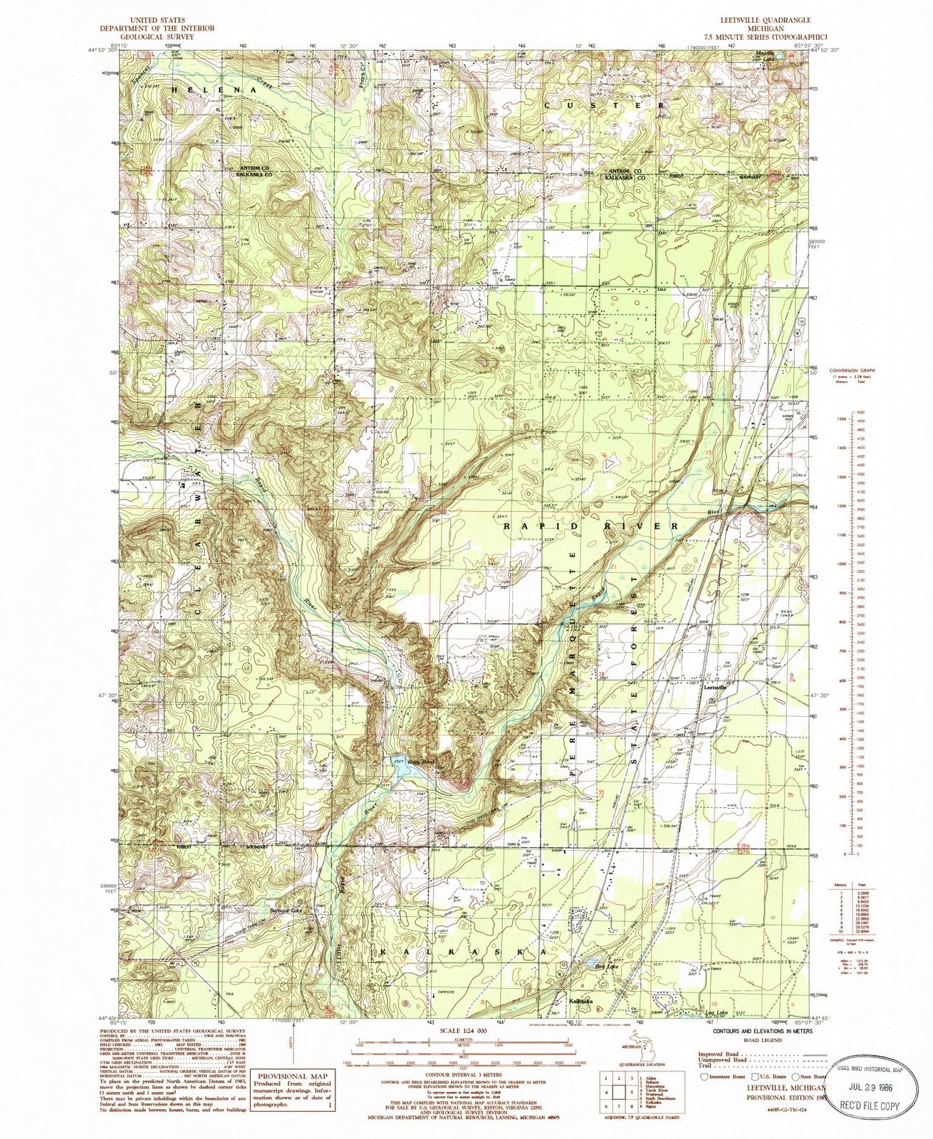 1985 Leetsville, MI - Michigan - USGS Topographic Map