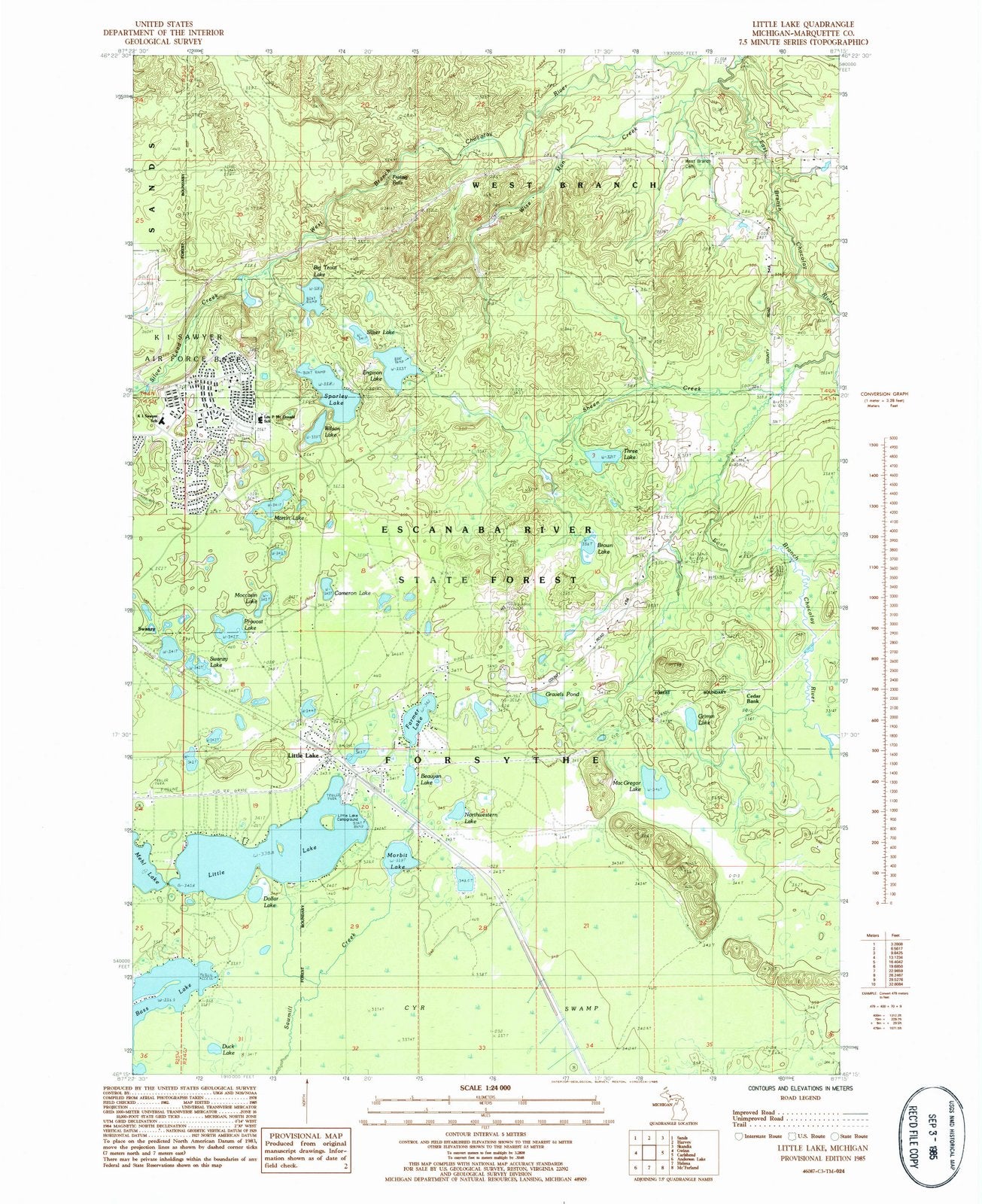 1985 Little Lake, MI - Michigan - USGS Topographic Map