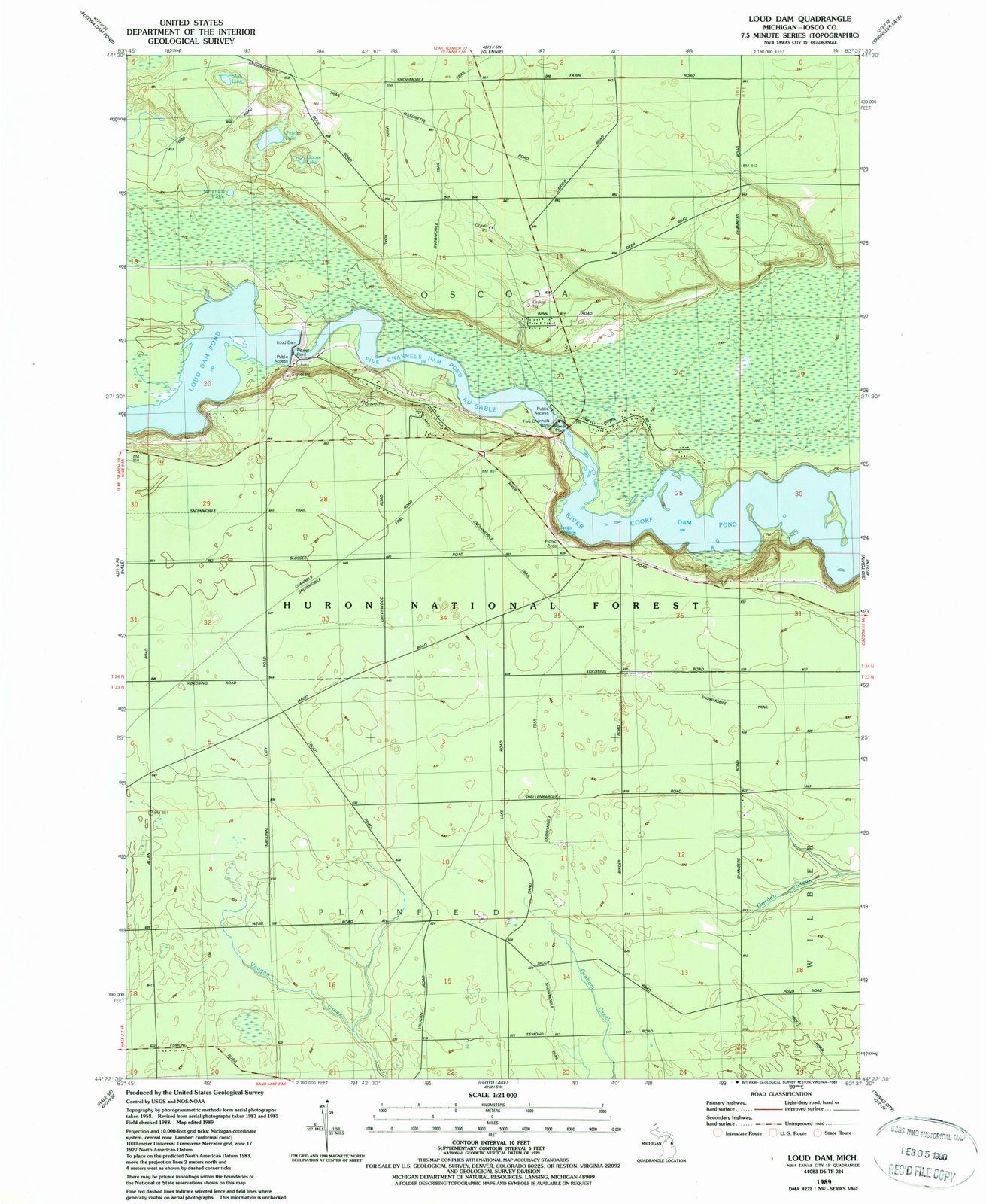1989 Loudam, MI - Michigan - USGS Topographic Map