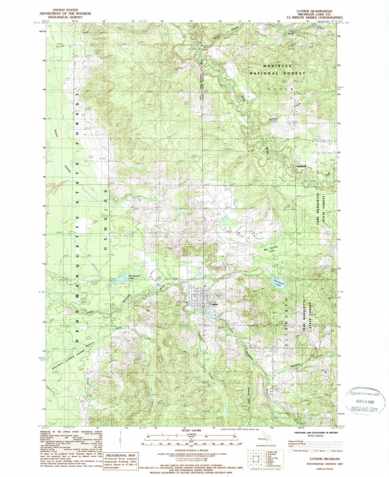 1987 Luther, MI - Michigan - USGS Topographic Map