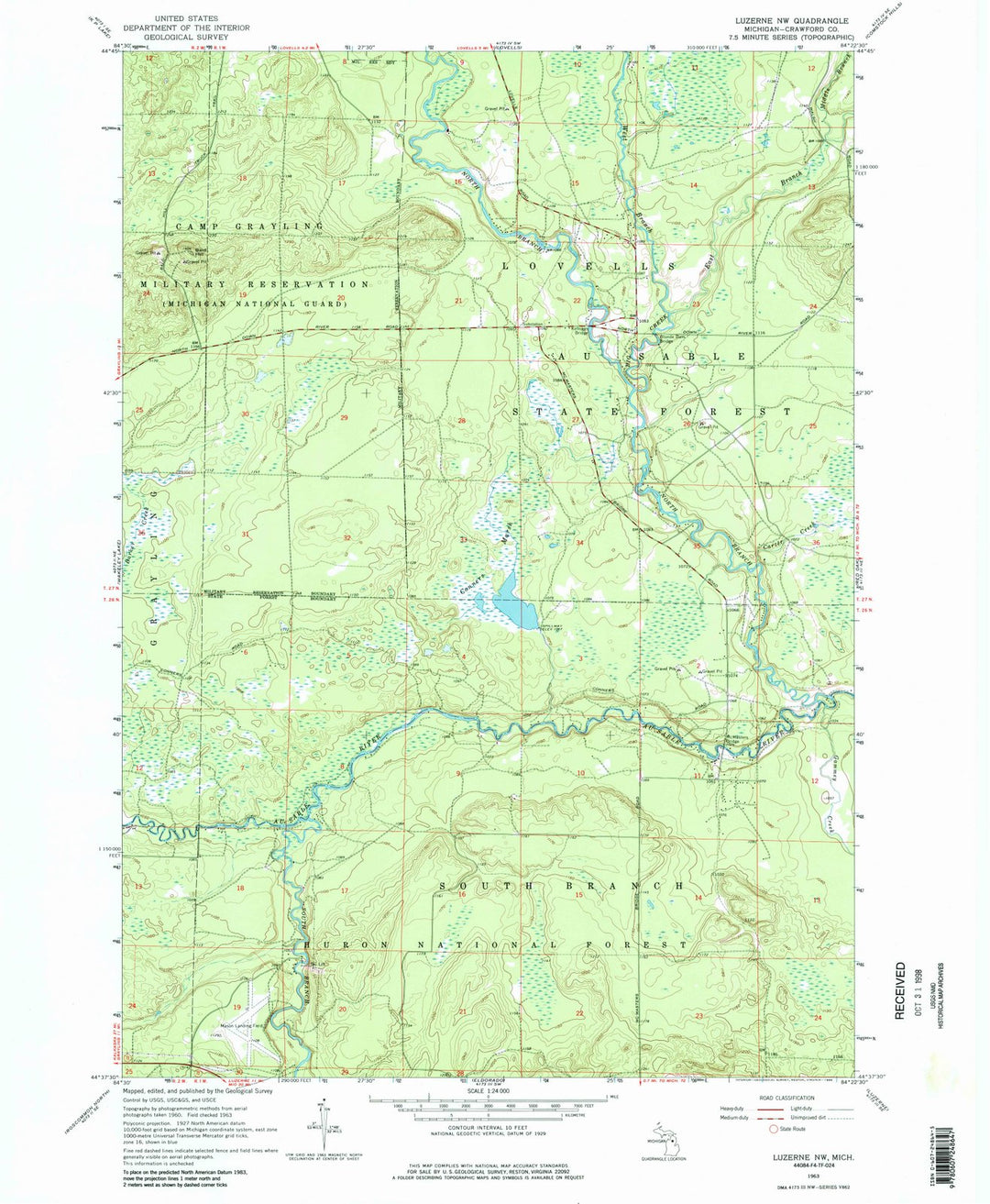1963 Luzerne, MI - Michigan - USGS Topographic Map
