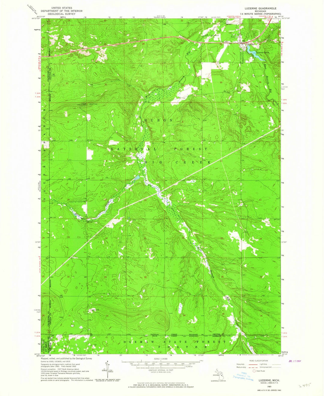 1963 Luzerne, MI - Michigan - USGS Topographic Map v2