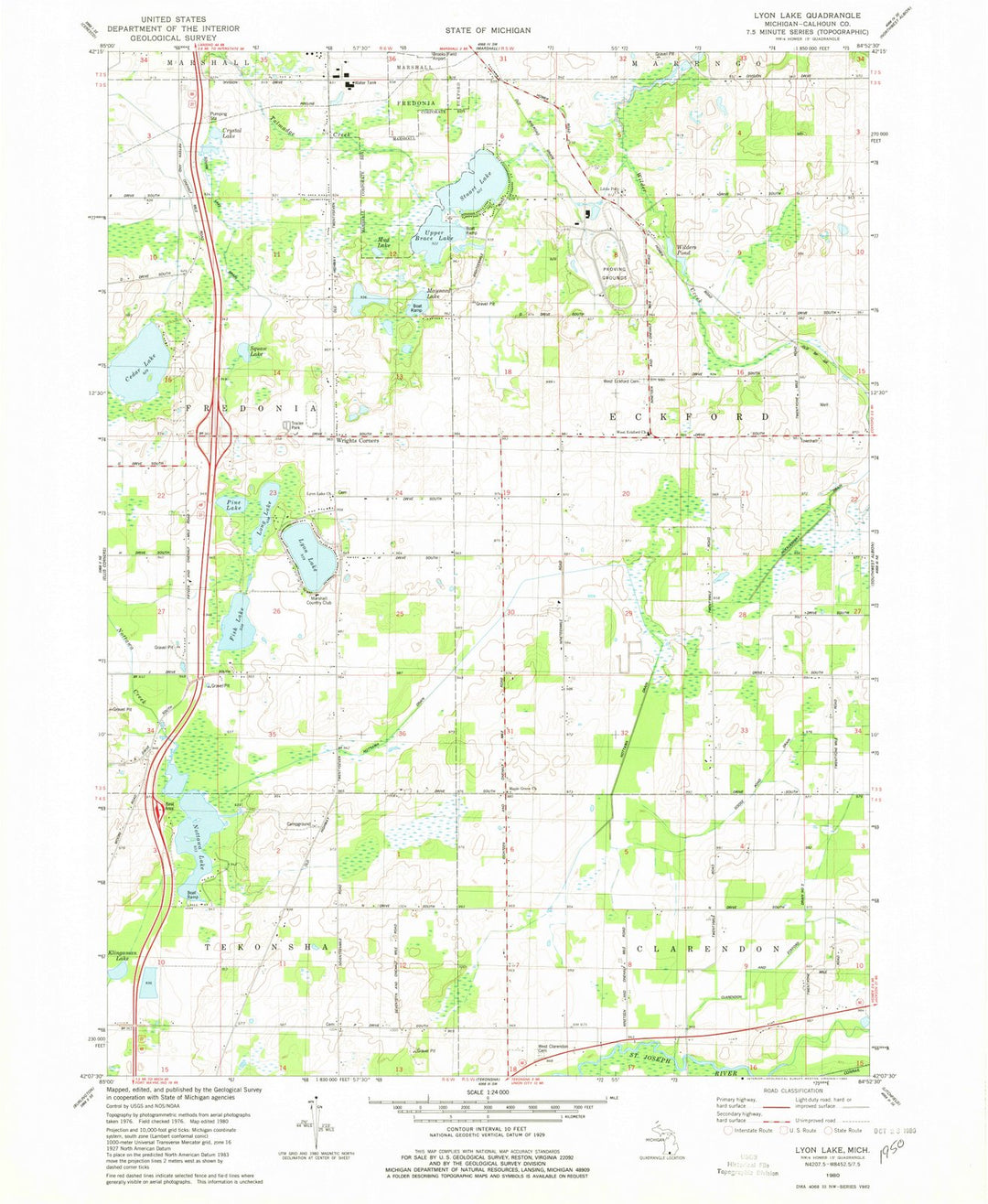 1980 Lyon Lake, MI - Michigan - USGS Topographic Map