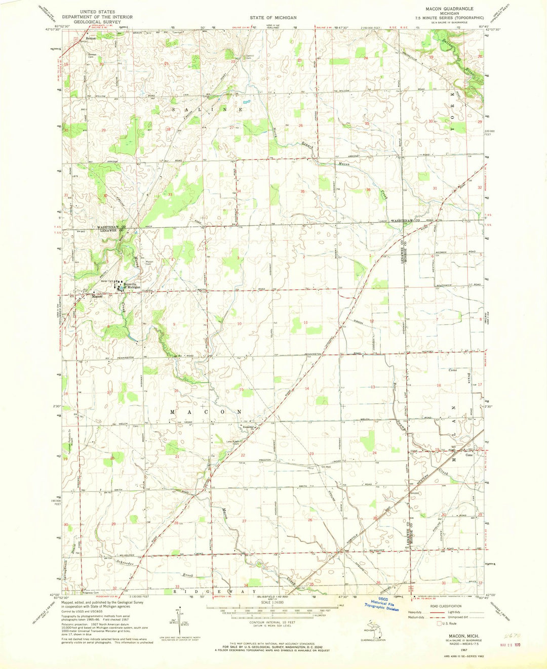 1967 Macon, MI - Michigan - USGS Topographic Map
