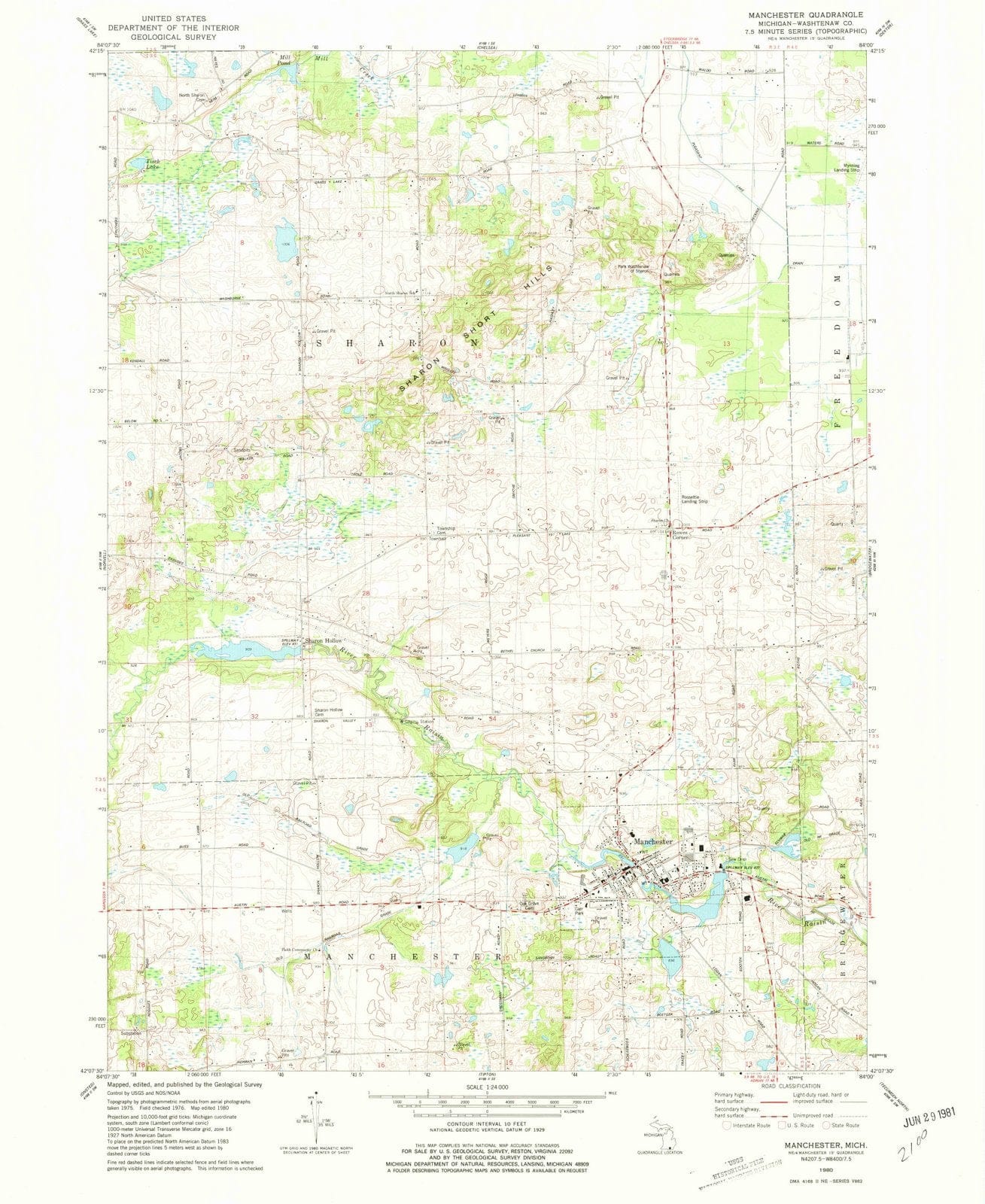 1980 Manchester, MI - Michigan - USGS Topographic Map