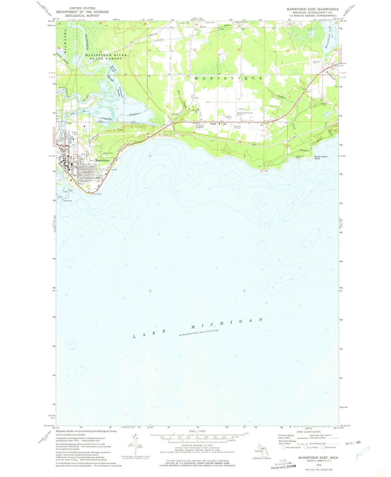1972 Manistique East, MI - Michigan - USGS Topographic Map