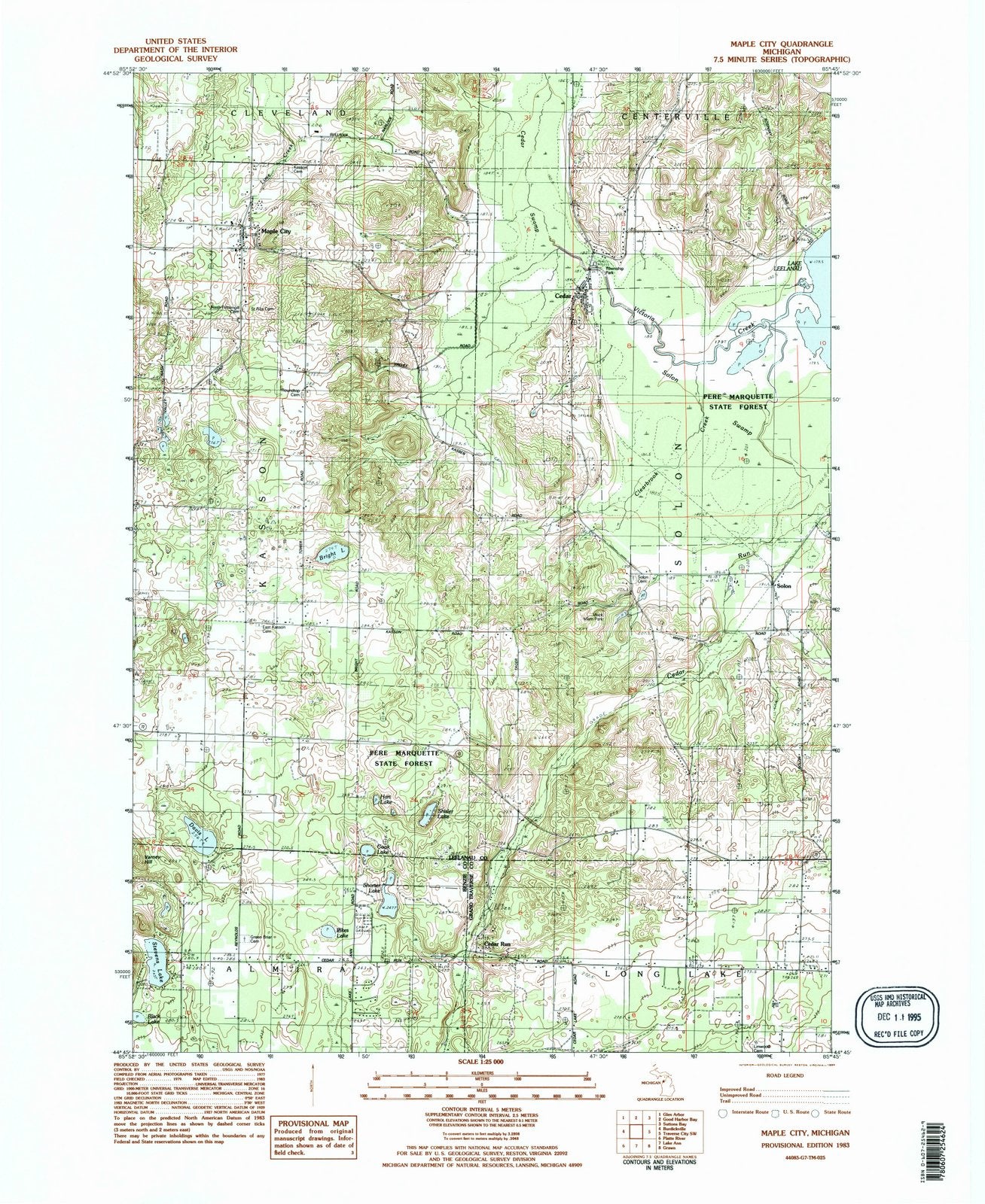 1983 Maple City, MI - Michigan - USGS Topographic Map