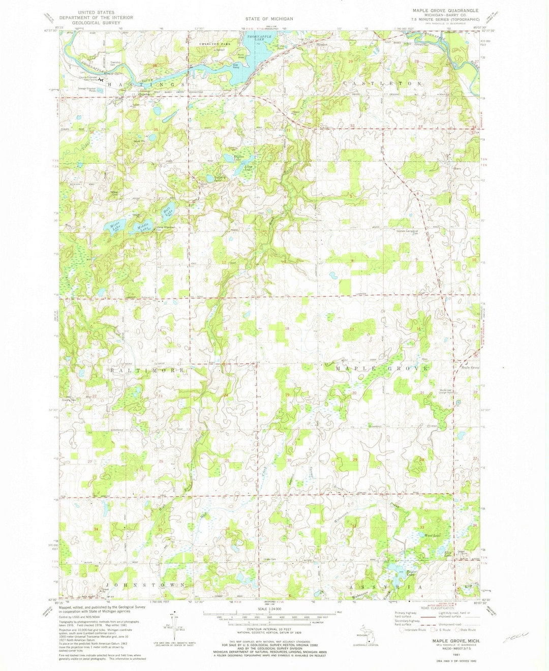 1981 Maple Grove, MI - Michigan - USGS Topographic Map