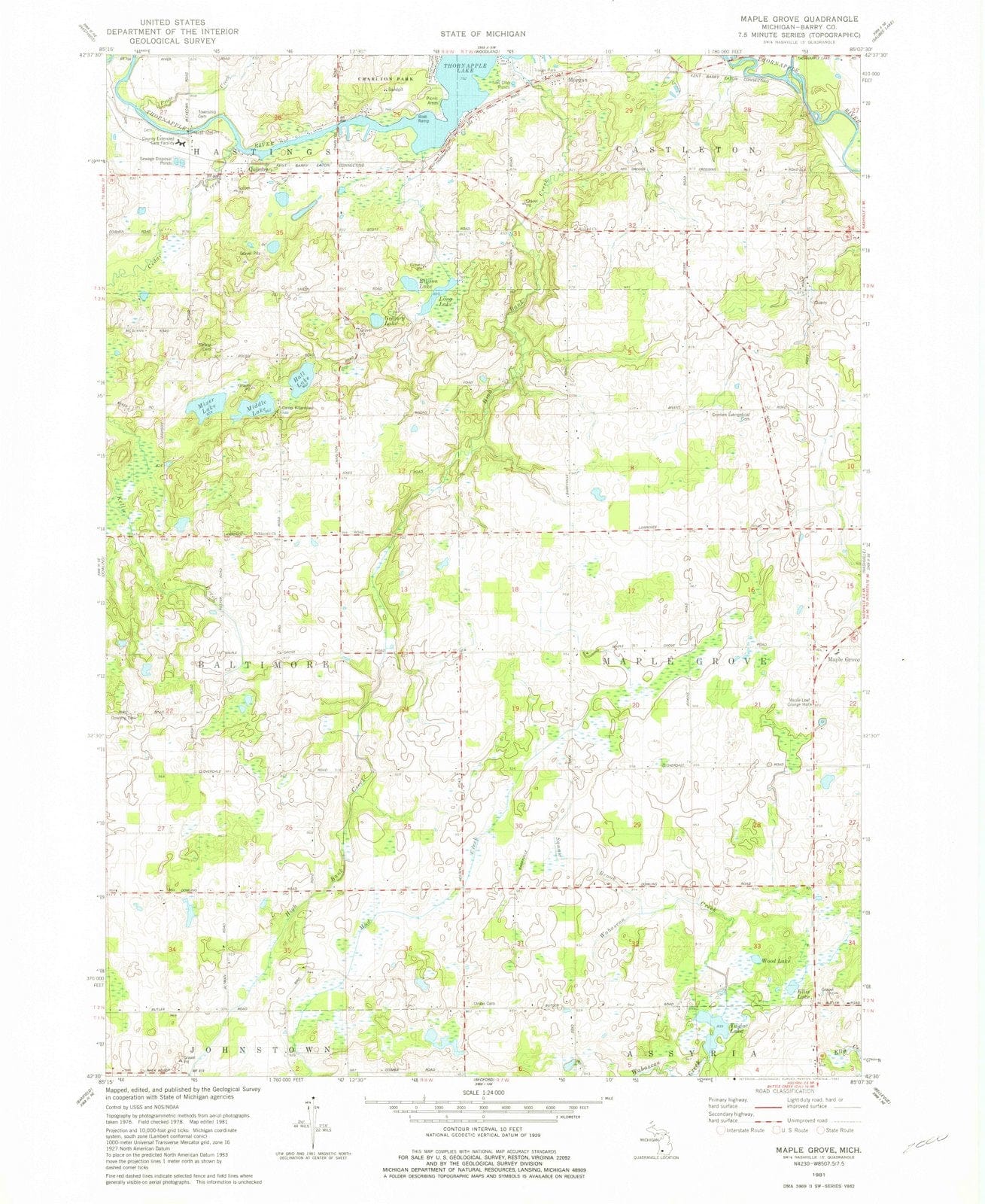 1981 Maple Grove, MI - Michigan - USGS Topographic Map