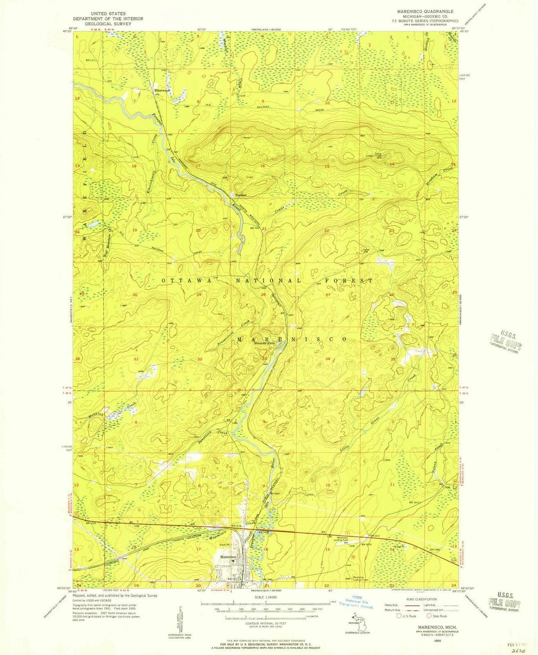 1955 Marenisco, MI - Michigan - USGS Topographic Map