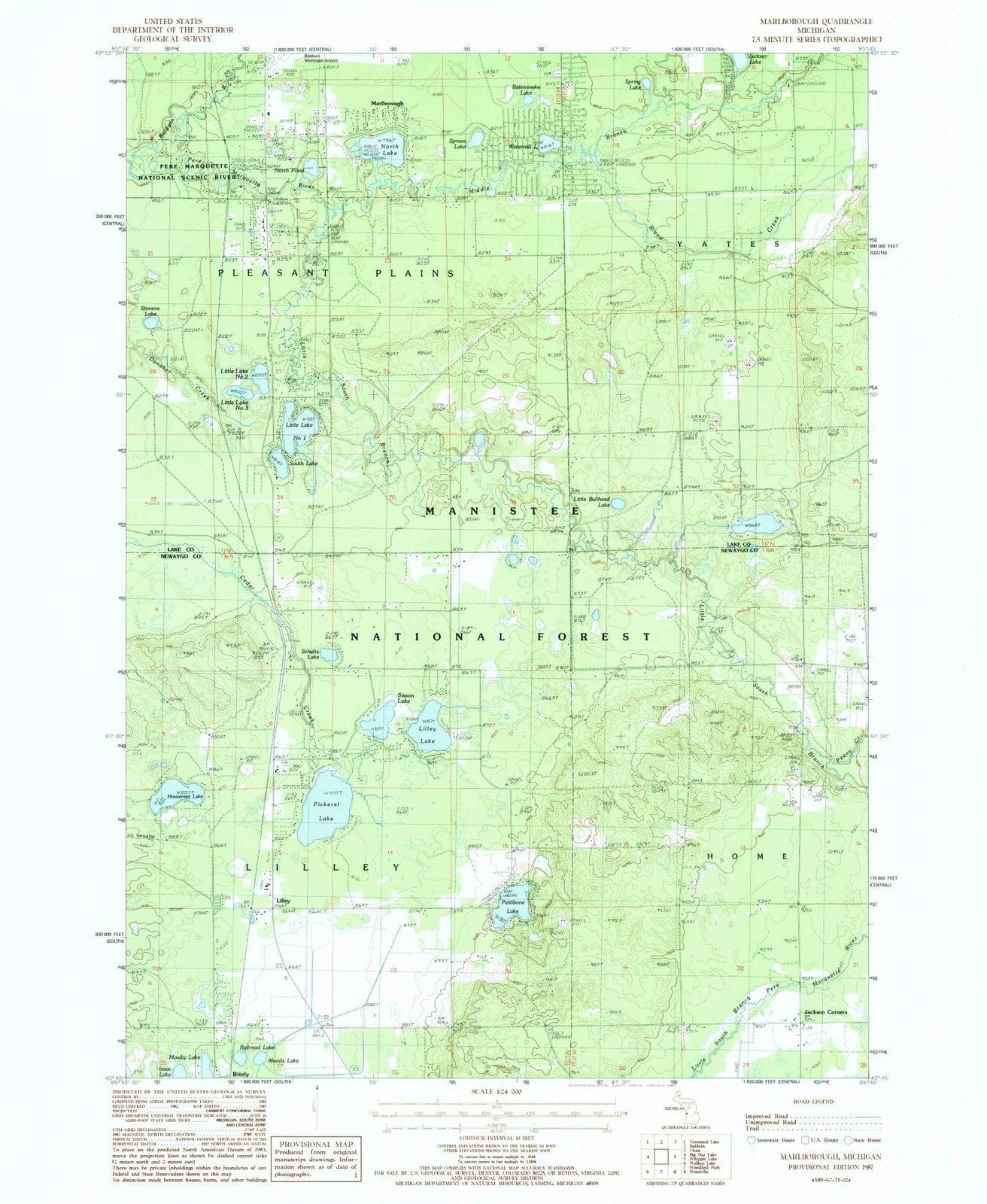 1987 Marlborough, MI - Michigan - USGS Topographic Map