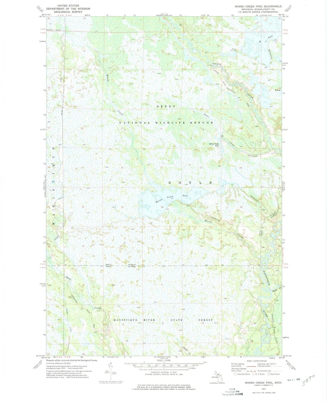 1972 Marsh Creek Pool, MI - Michigan - USGS Topographic Map v3