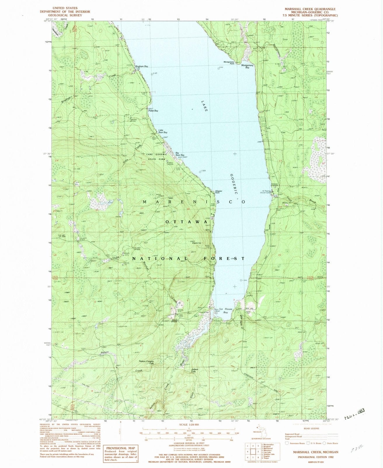 1982 Marshall Creek, MI - Michigan - USGS Topographic Map