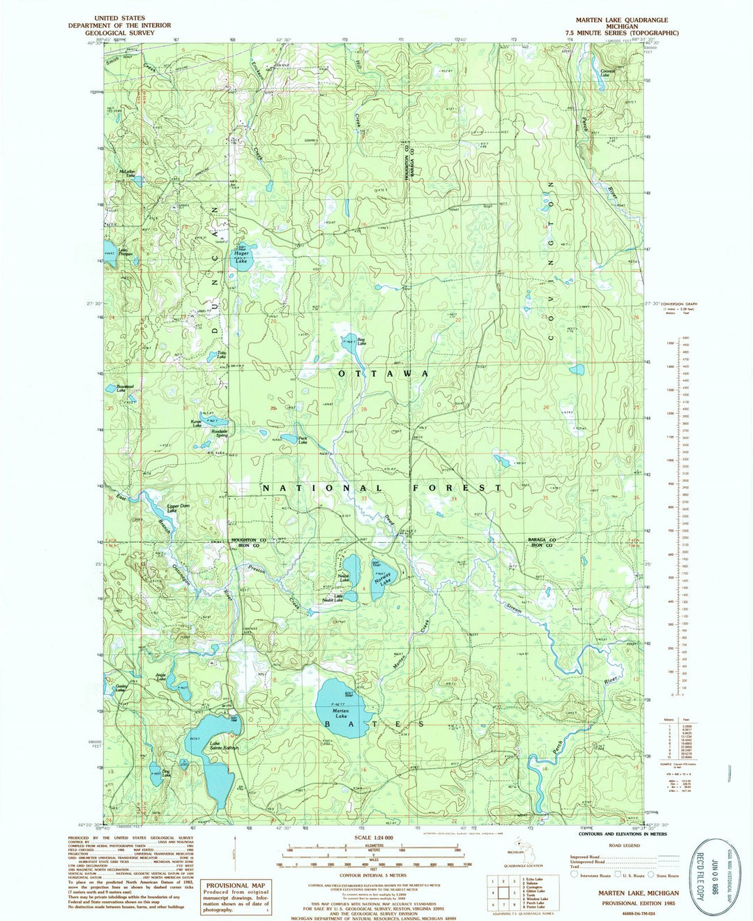 1985 Marten Lake, MI - Michigan - USGS Topographic Map