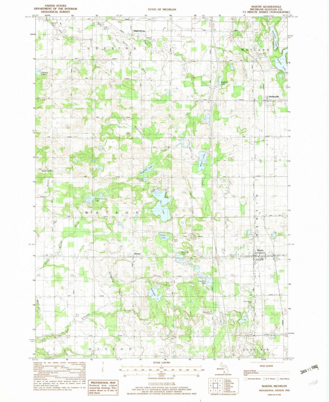 1982 Martin, MI - Michigan - USGS Topographic Map