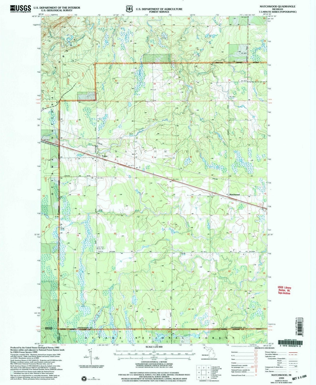 1999 Matchwood, MI - Michigan - USGS Topographic Map