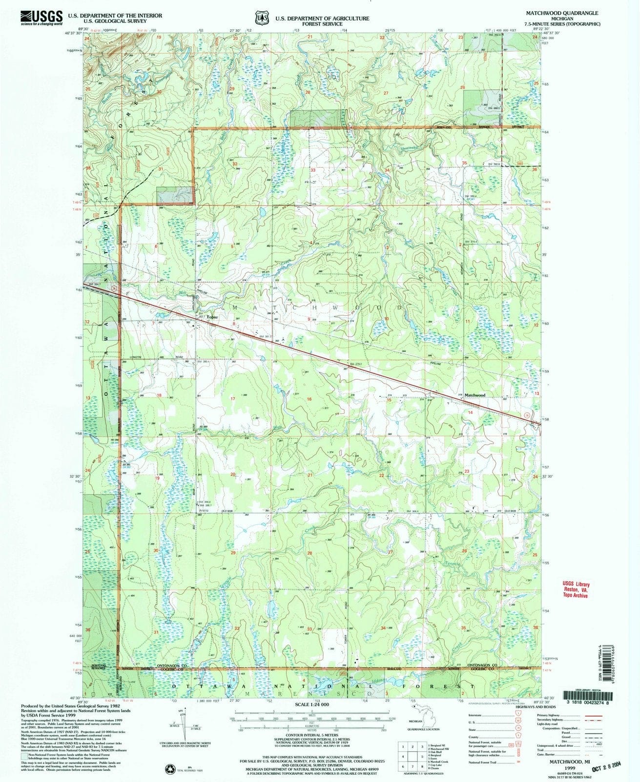 1999 Matchwood, MI - Michigan - USGS Topographic Map