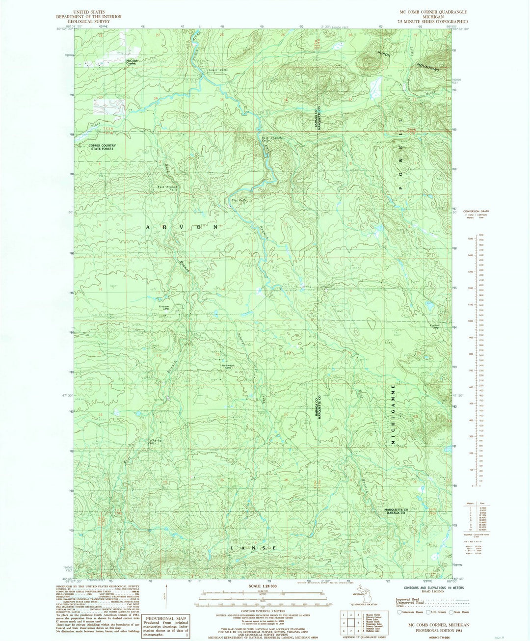 1984 McComb Corner, MI - Michigan - USGS Topographic Map