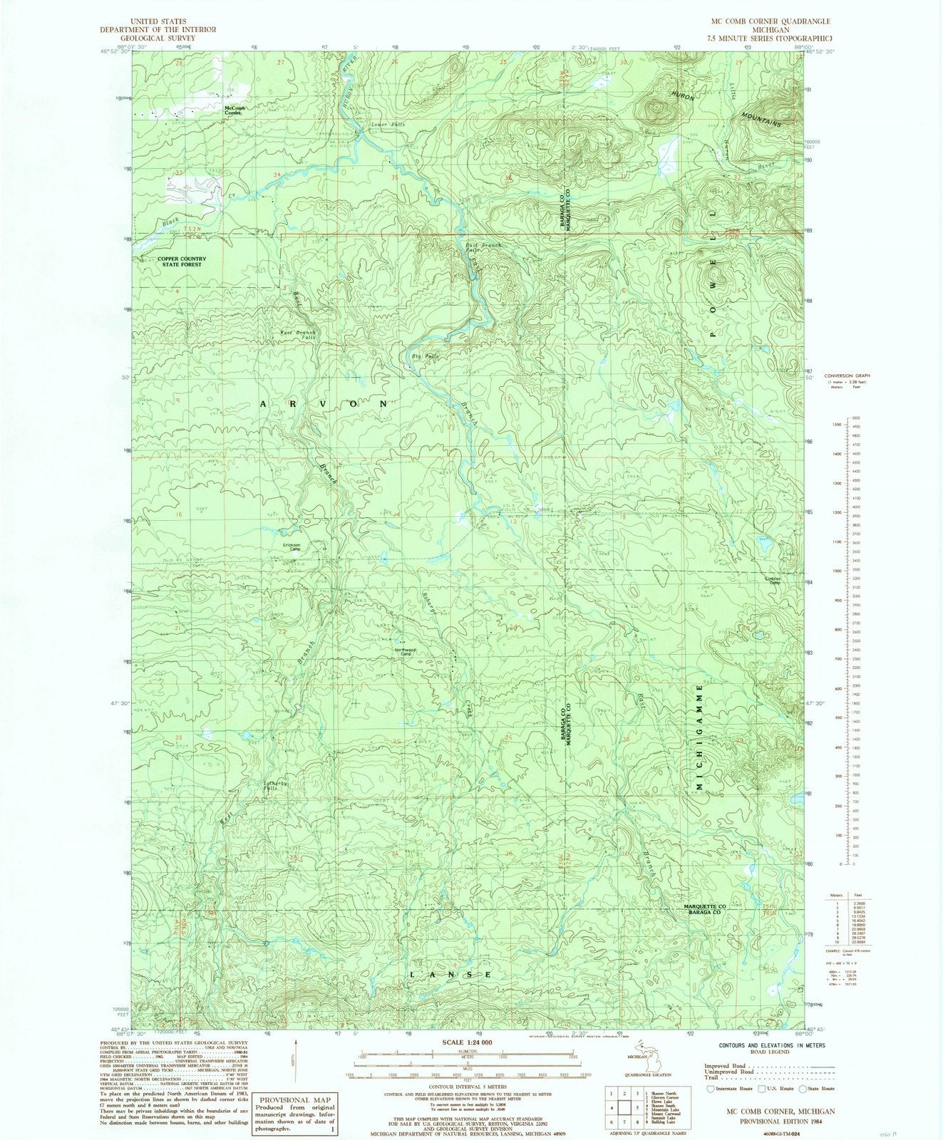 1984 McComb Corner, MI - Michigan - USGS Topographic Map