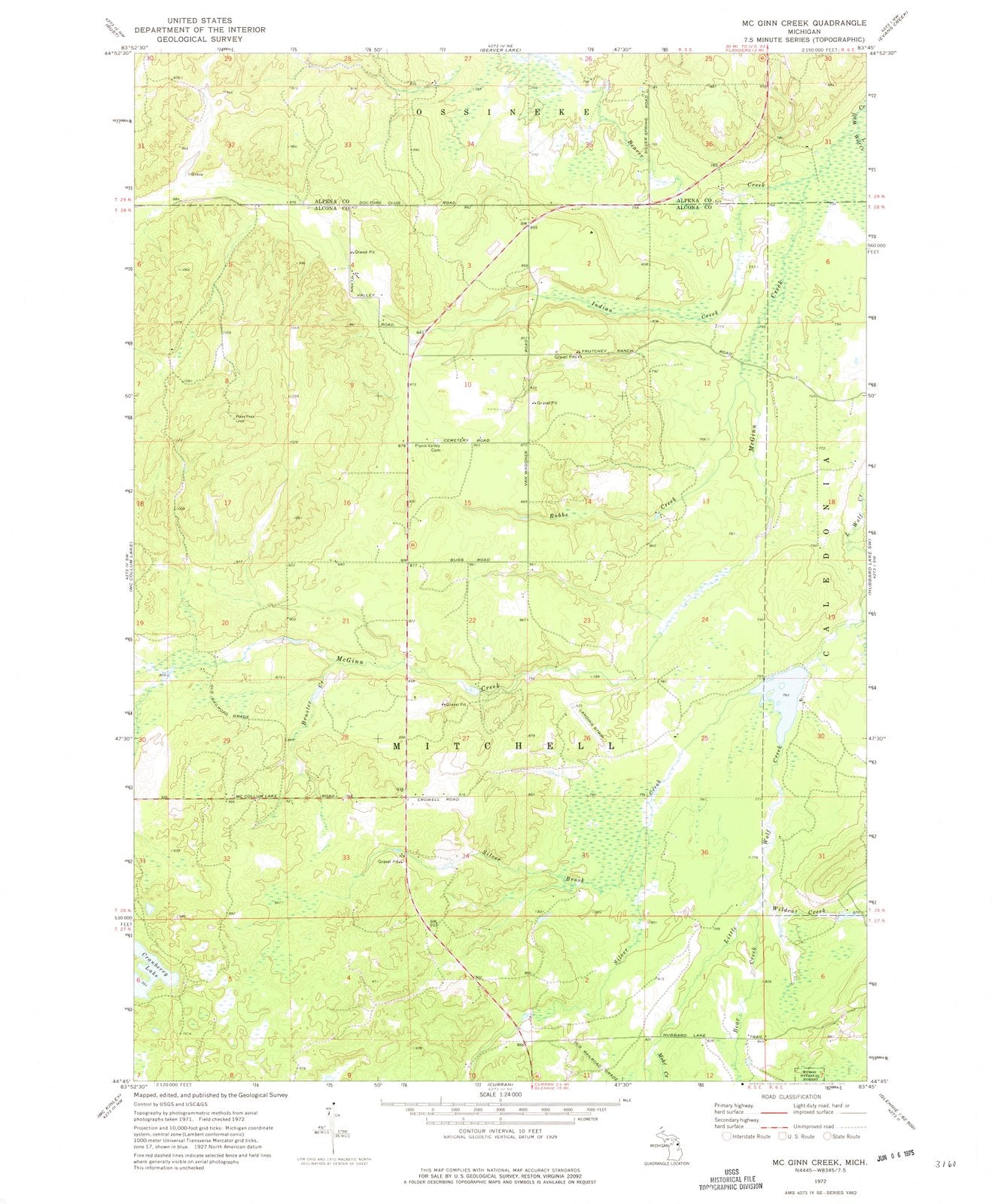 1972 McGinn Creek, MI - Michigan - USGS Topographic Map