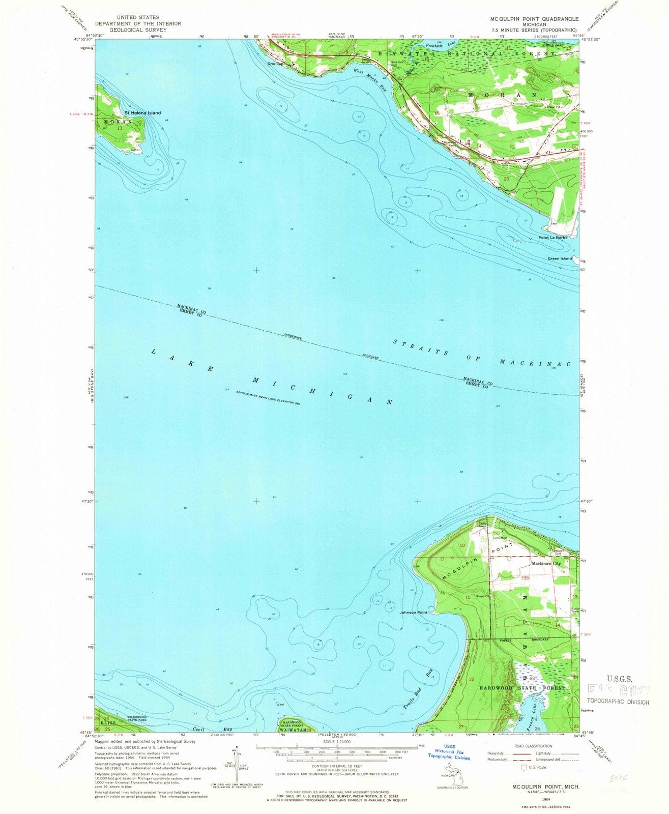 1964 McGulpin Point, MI - Michigan - USGS Topographic Map