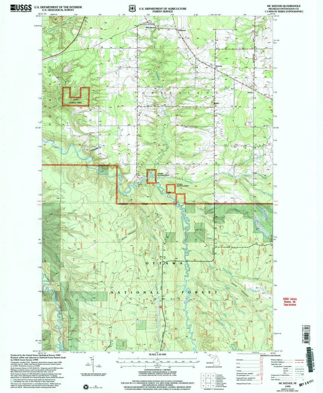 1999 McKeever, MI - Michigan - USGS Topographic Map